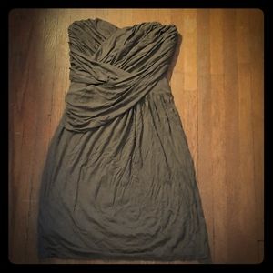 Express strapless olive green dress